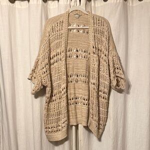 Elegant Beige Open-Knit Cardigan